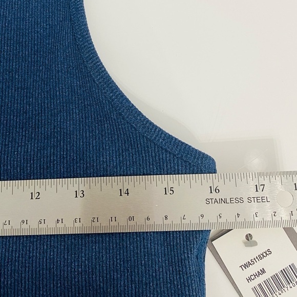 Threads 4 Thought Kensi Ribbed Tank Style Sports Bra in Blue, Size Large - Picture 9 of 10